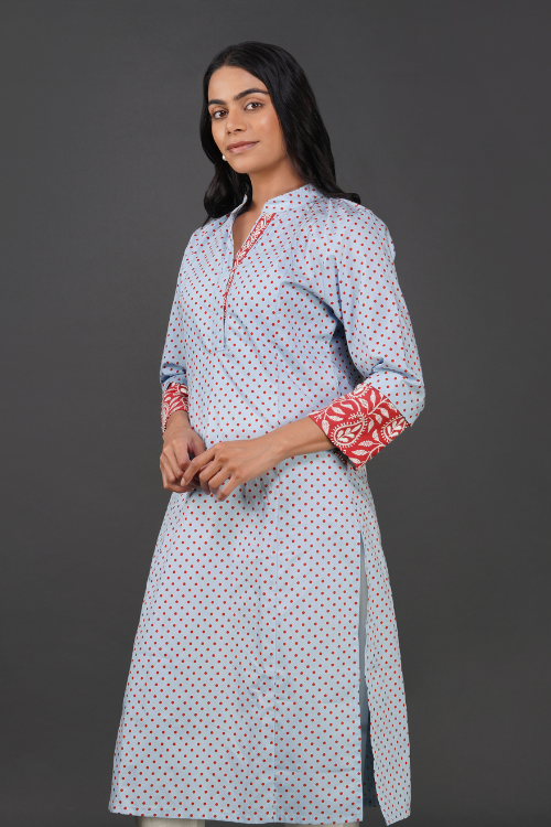 P.H.A.E. - Phae Hiya Cotton Straight Kurta | Indian Chikankari
