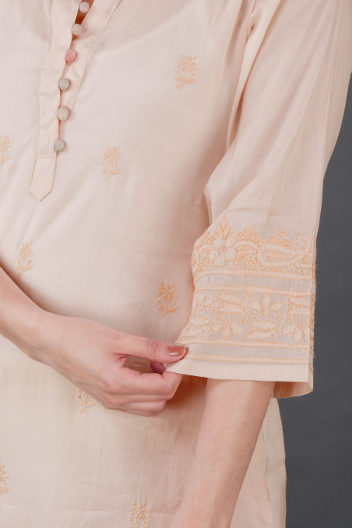 Blush sushi Voile Chikankari Kurta