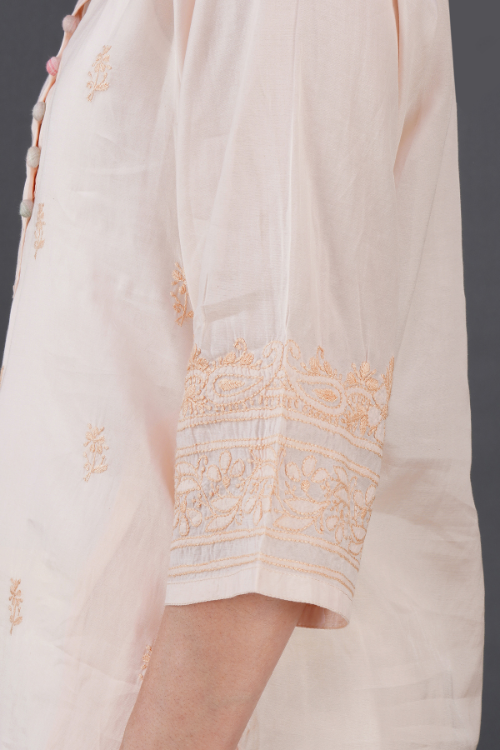Blush sushi Voile Chikankari Kurta