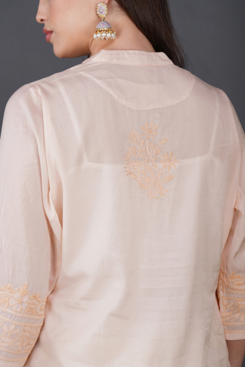 Blush sushi Voile Chikankari Kurta