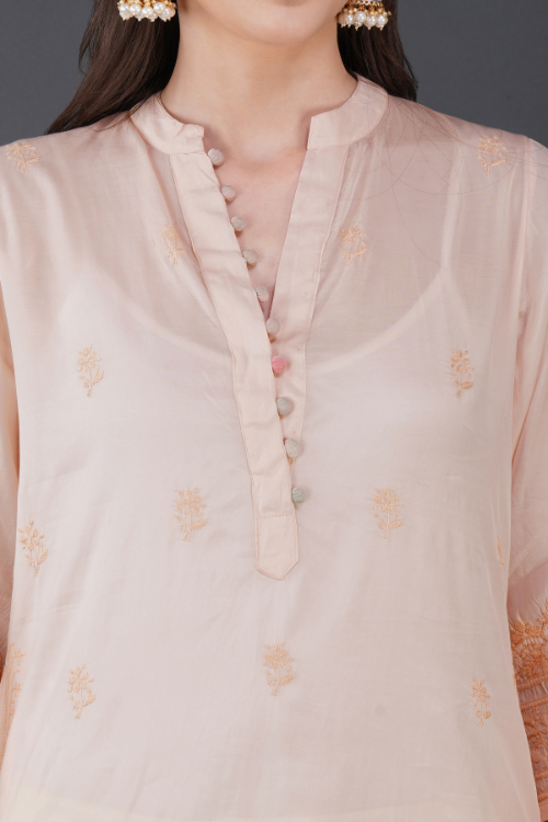 Blush sushi Voile Chikankari Kurta