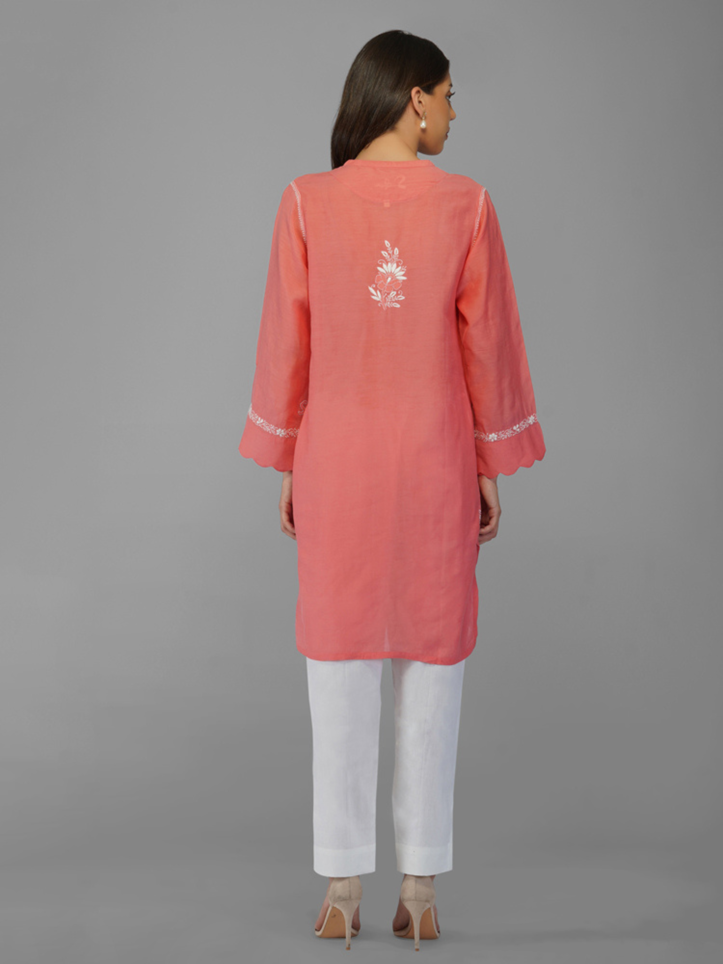 Yana Kurta in Cotton Mulmul Watermelon