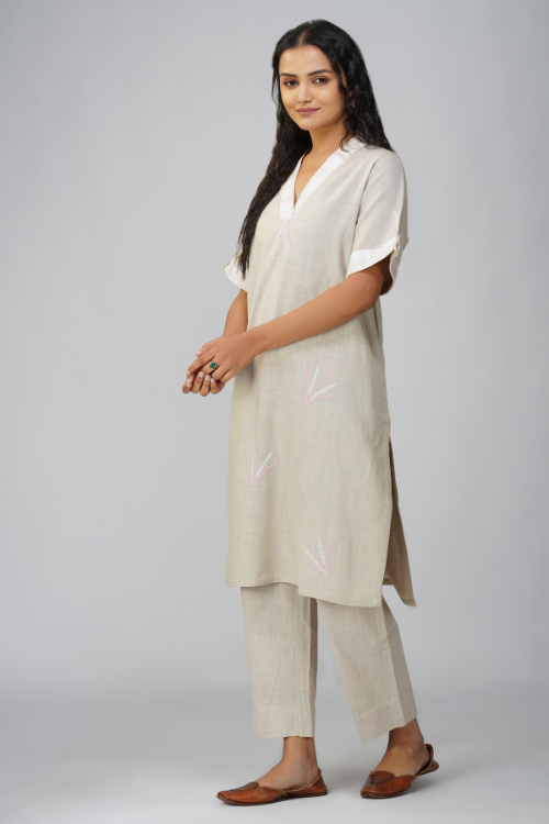 P.H.A.E. - Phae Saachi Slub Cotton Kurta set | Indian Chikankari