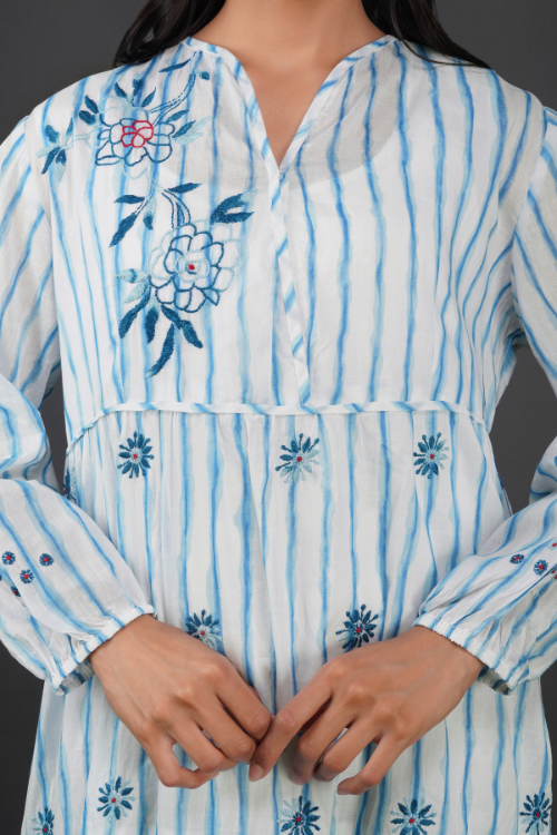 P.H.A.E. - Phae Anya Dress in Cotton Mulmul | Indian Chikankari