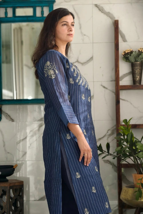 Sapphire Blue Chanderi cord set