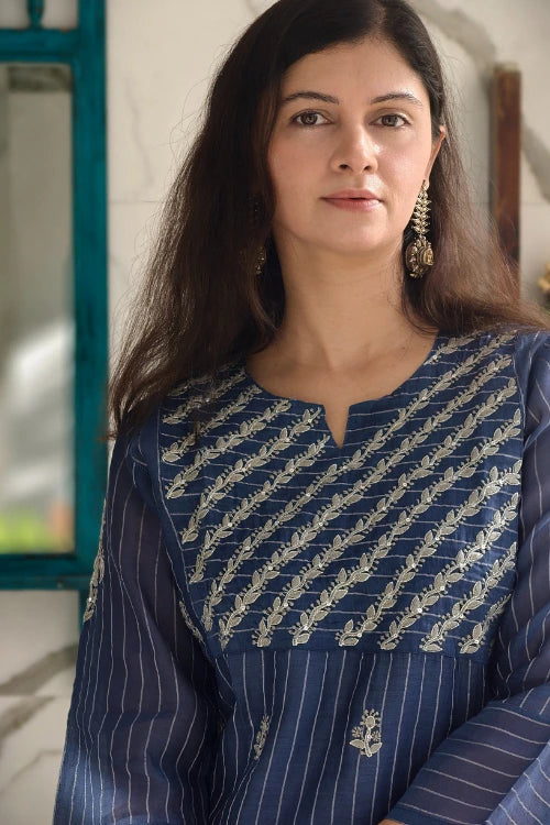 Sapphire Blue Chanderi cord set