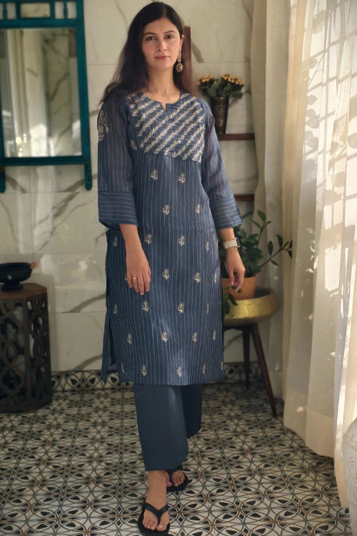 Sapphire Blue Chanderi cord set