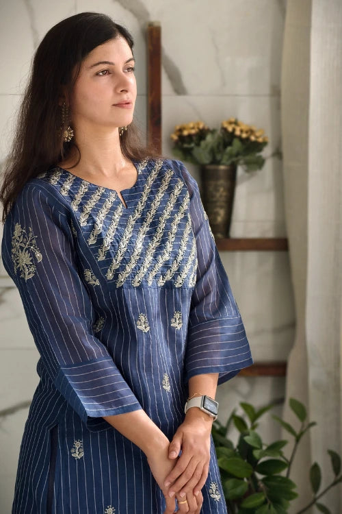 Sapphire Blue Chanderi cord set