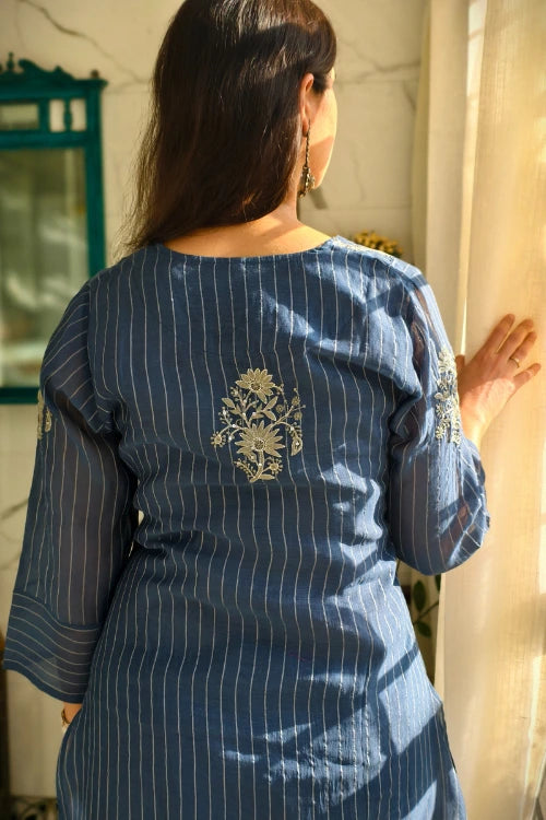 Sapphire Blue Chanderi cord set