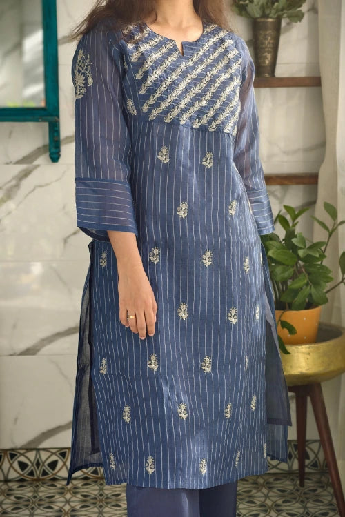 Sapphire Blue Chanderi cord set