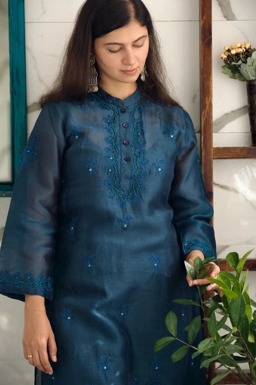 Teal Green chanderi Cord Set