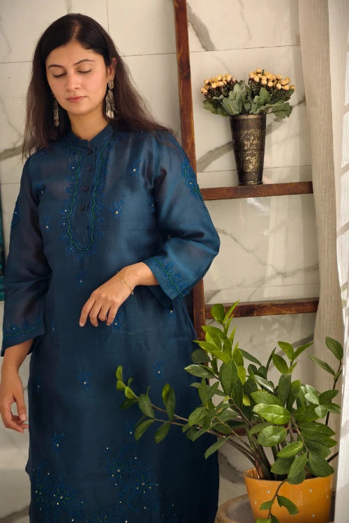 Teal Green chanderi Cord Set