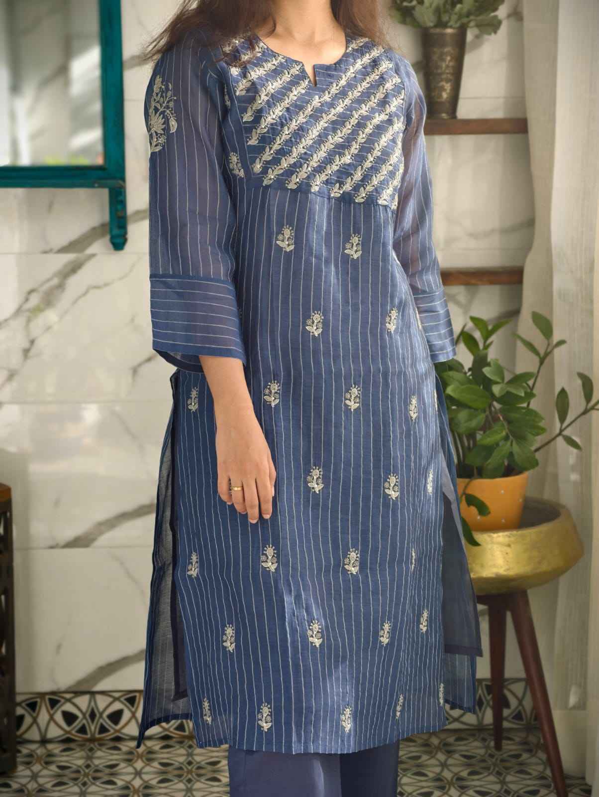 Sapphire Blue Chanderi cord set