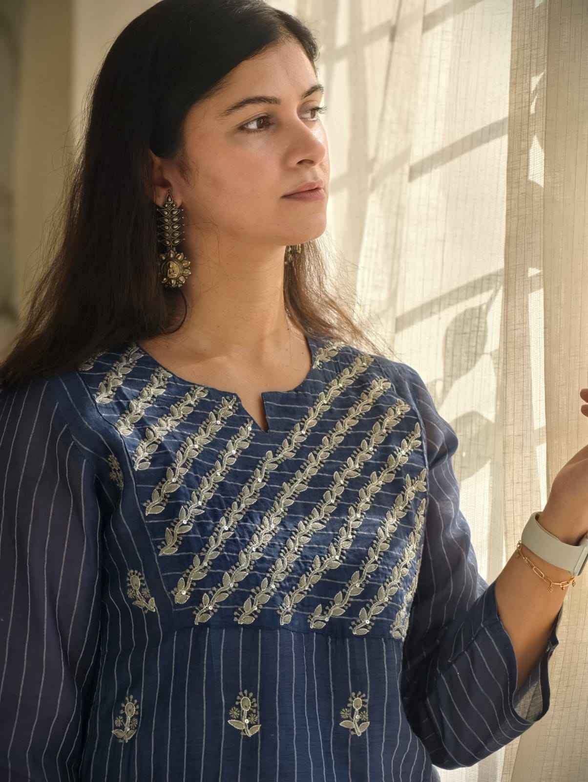 Sapphire Blue Chanderi cord set