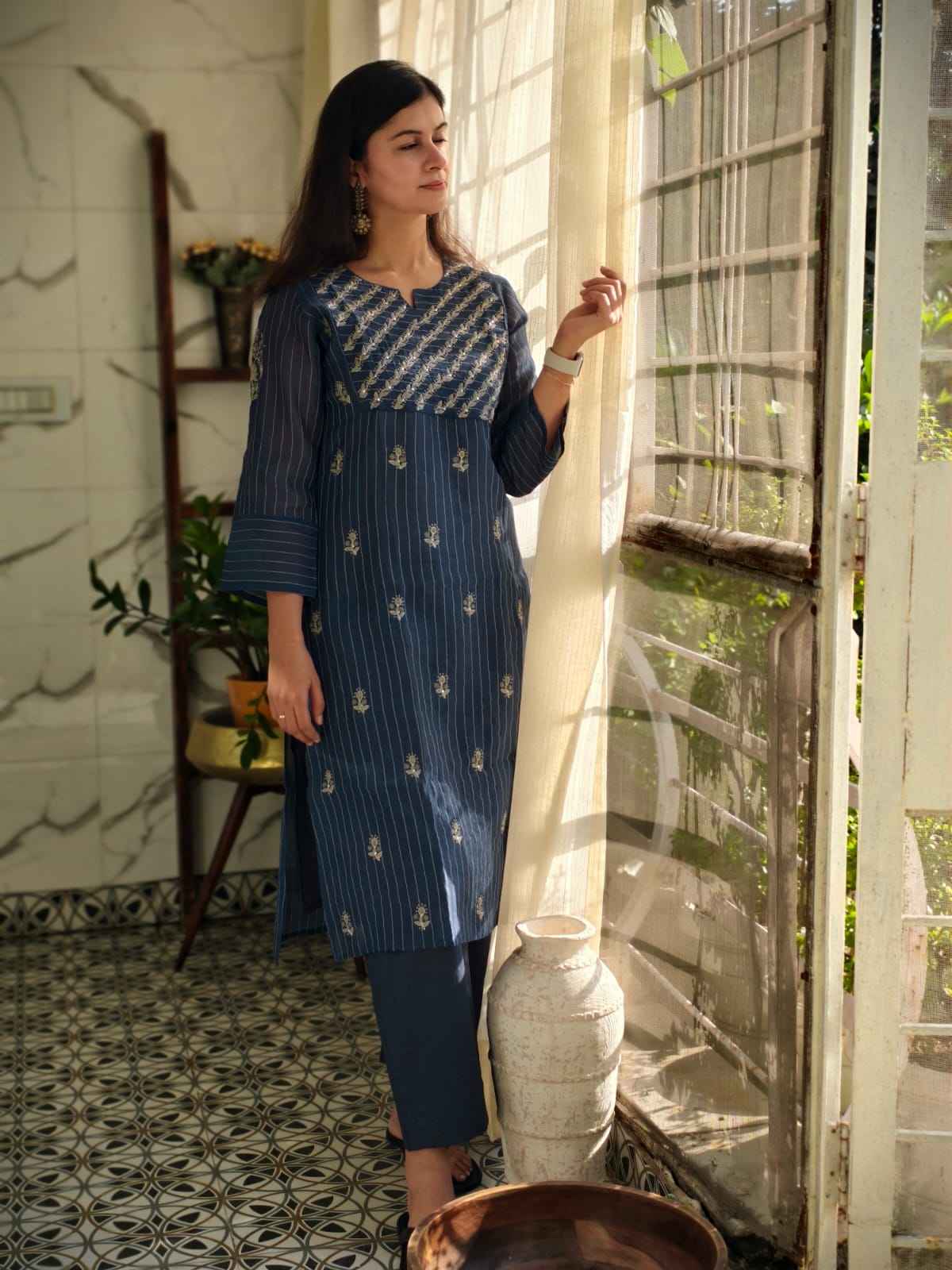 Sapphire Blue Chanderi cord set