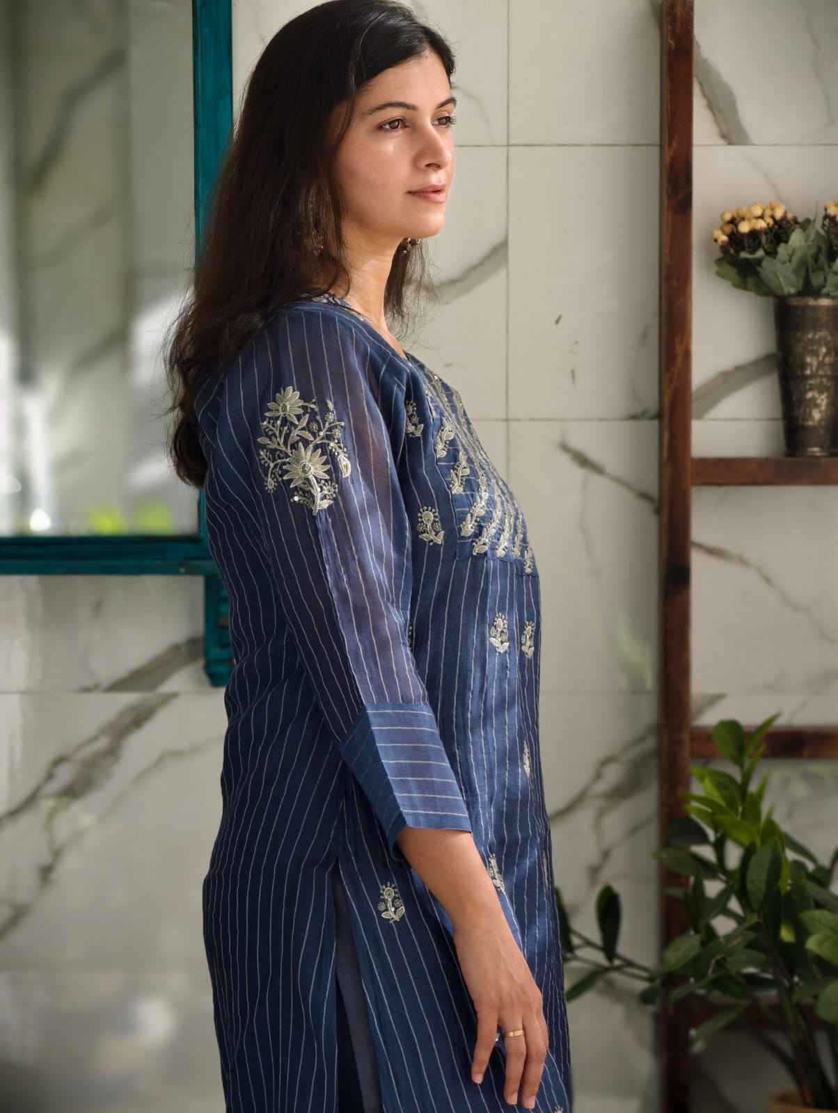 Sapphire Blue Chanderi cord set