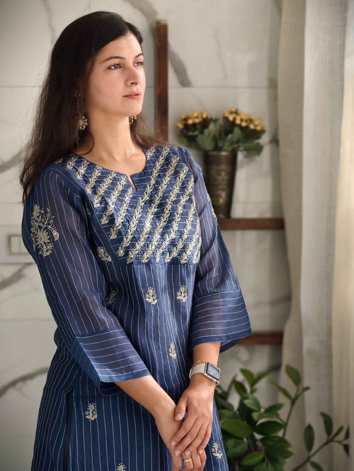Sapphire Blue Chanderi cord set