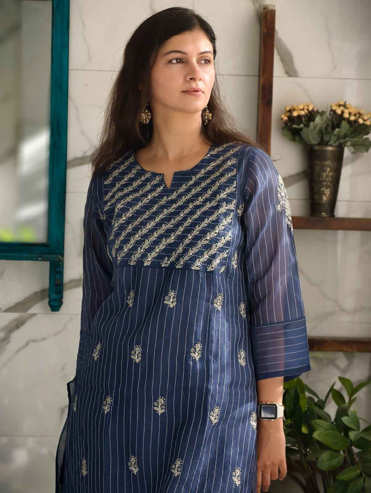 Sapphire Blue Chanderi cord set