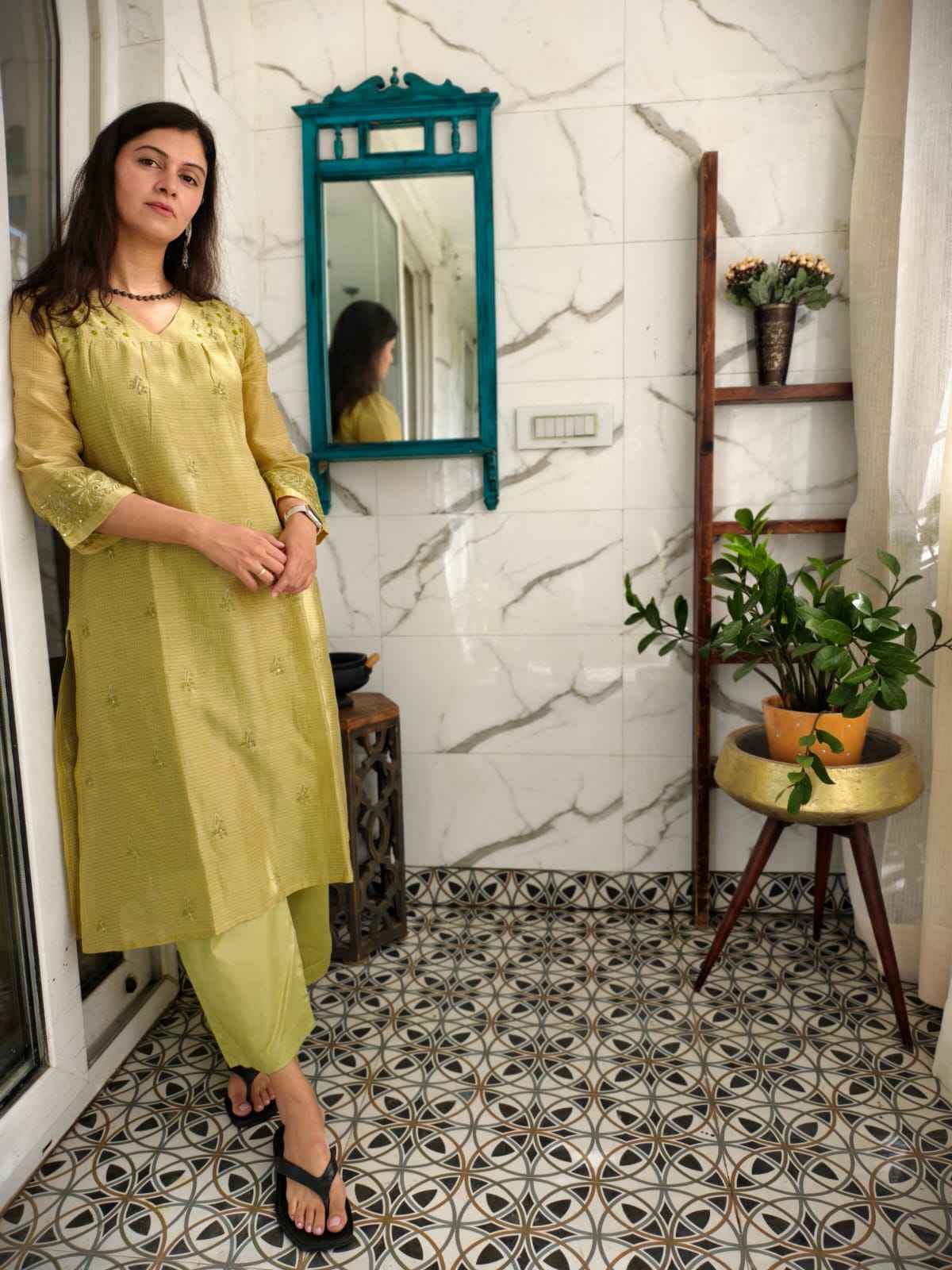 Gold Green Chanderi Co-Ord Set