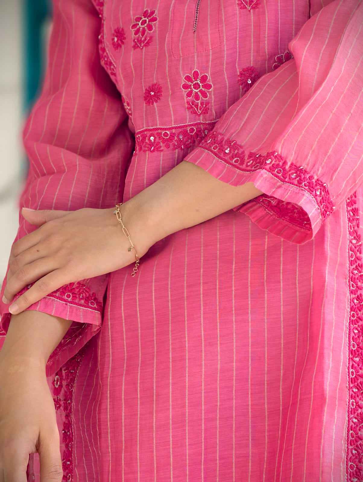 Ruby Pink chanderi Cord set