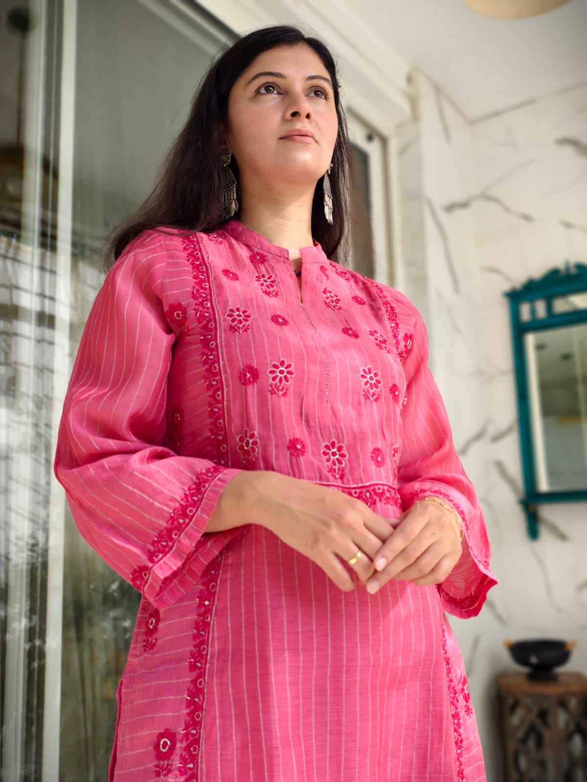 Ruby Pink chanderi Cord set