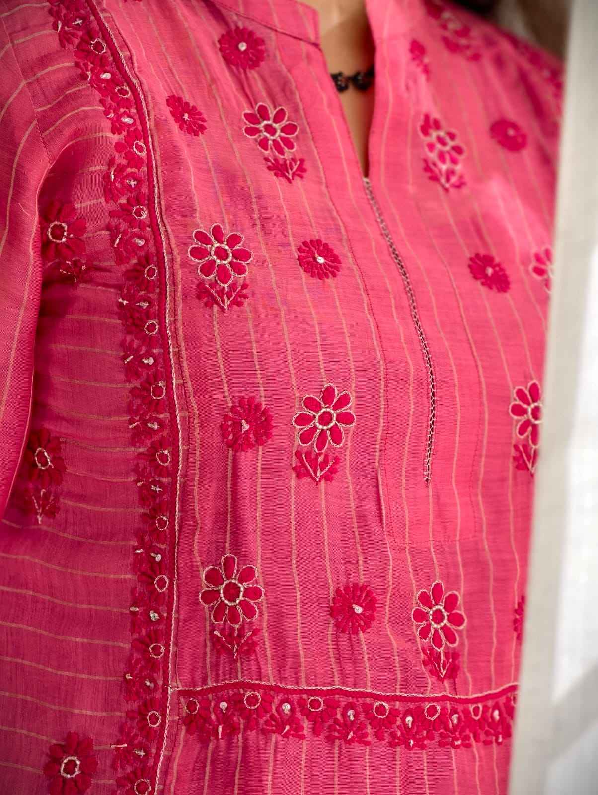 Ruby Pink chanderi Cord set
