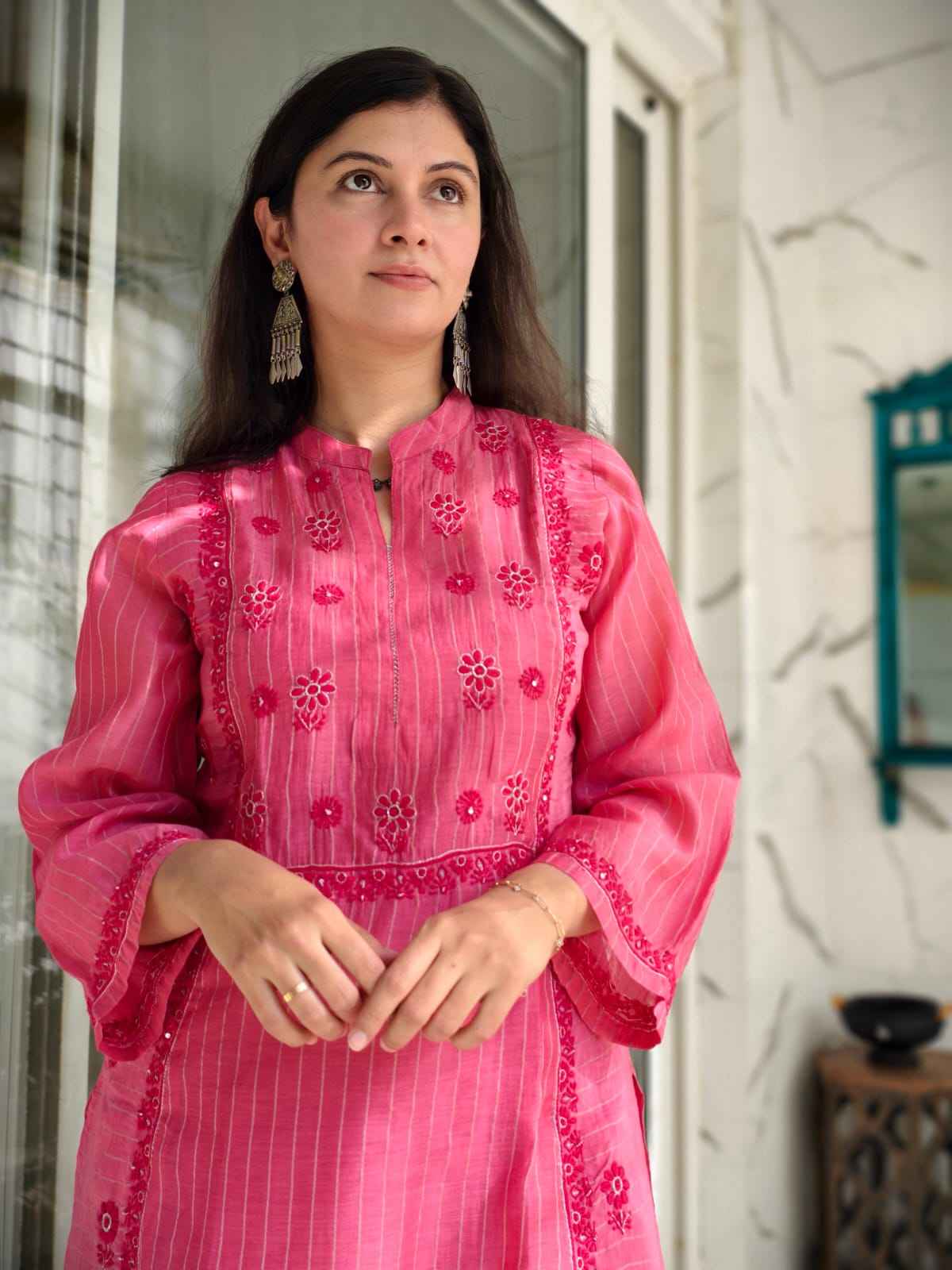 Ruby Pink chanderi Cord set