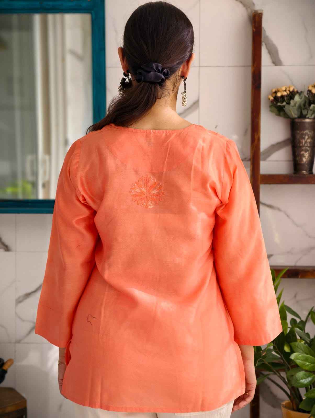 Pastel Coral Chanderi Top