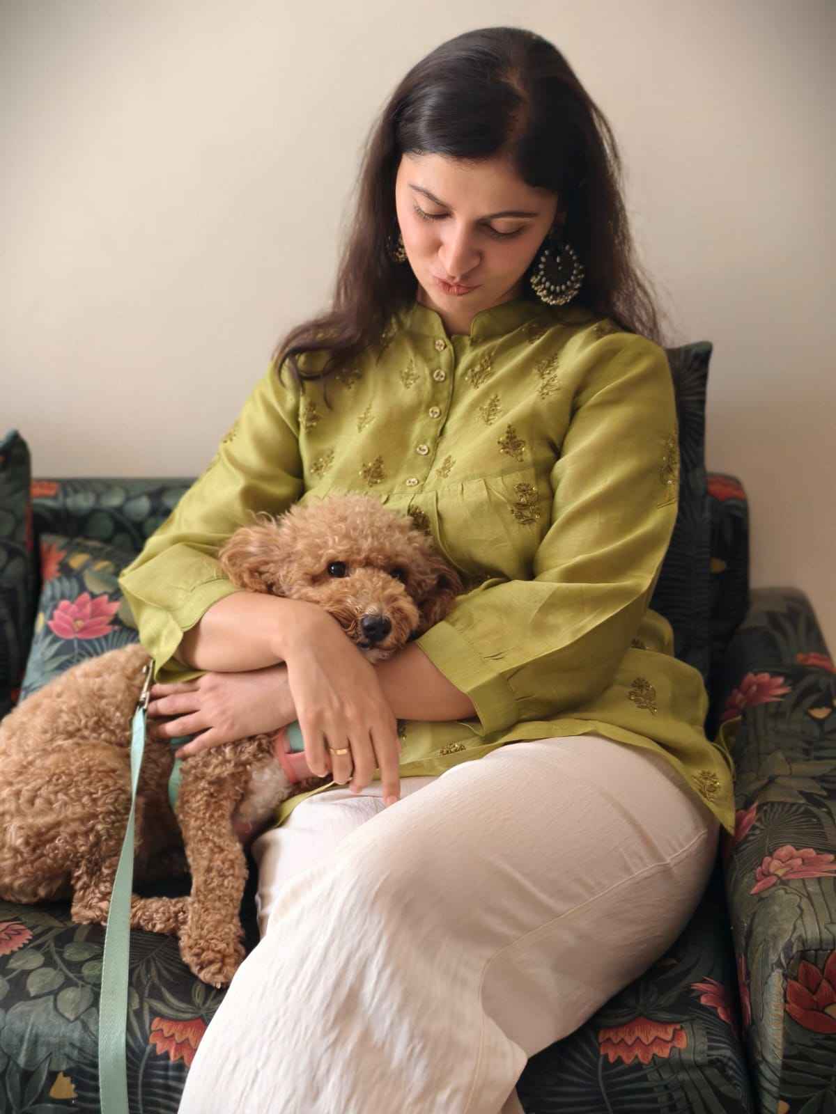 Peridot green chanderi Top