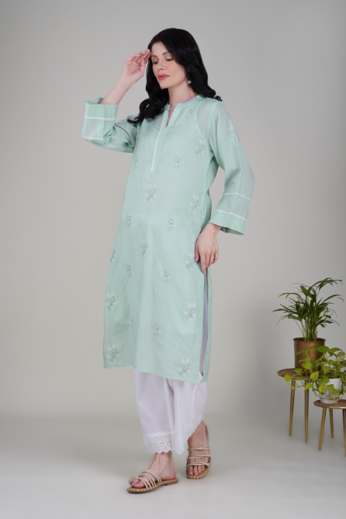 P.H.A.E. - Phae Hazel Cotton Kurta | Indian Chikankari