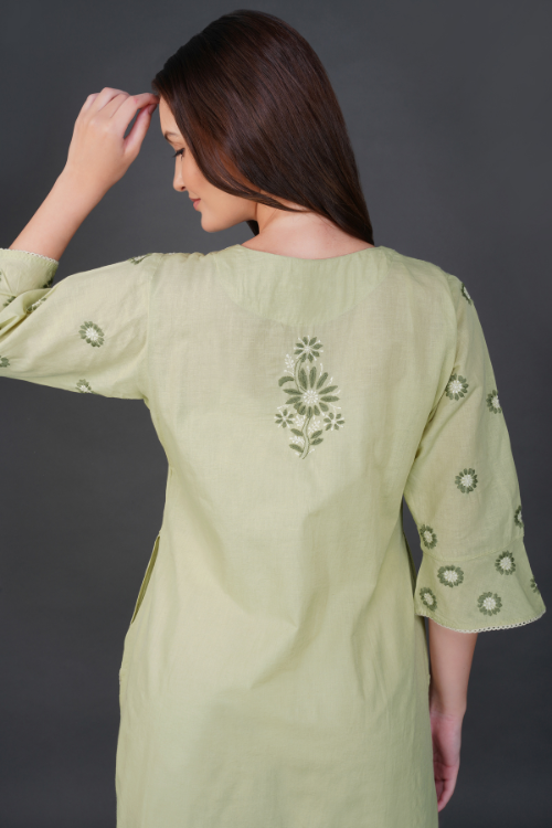 P.H.A.E. - Phae Ridhi Cotton Linen Kurta | Indian Chikankari