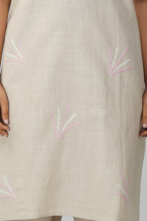 P.H.A.E. - Phae Saachi Slub Cotton Kurta set | Indian Chikankari