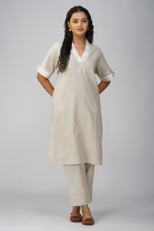 P.H.A.E. - Phae Saachi Slub Cotton Kurta set | Indian Chikankari