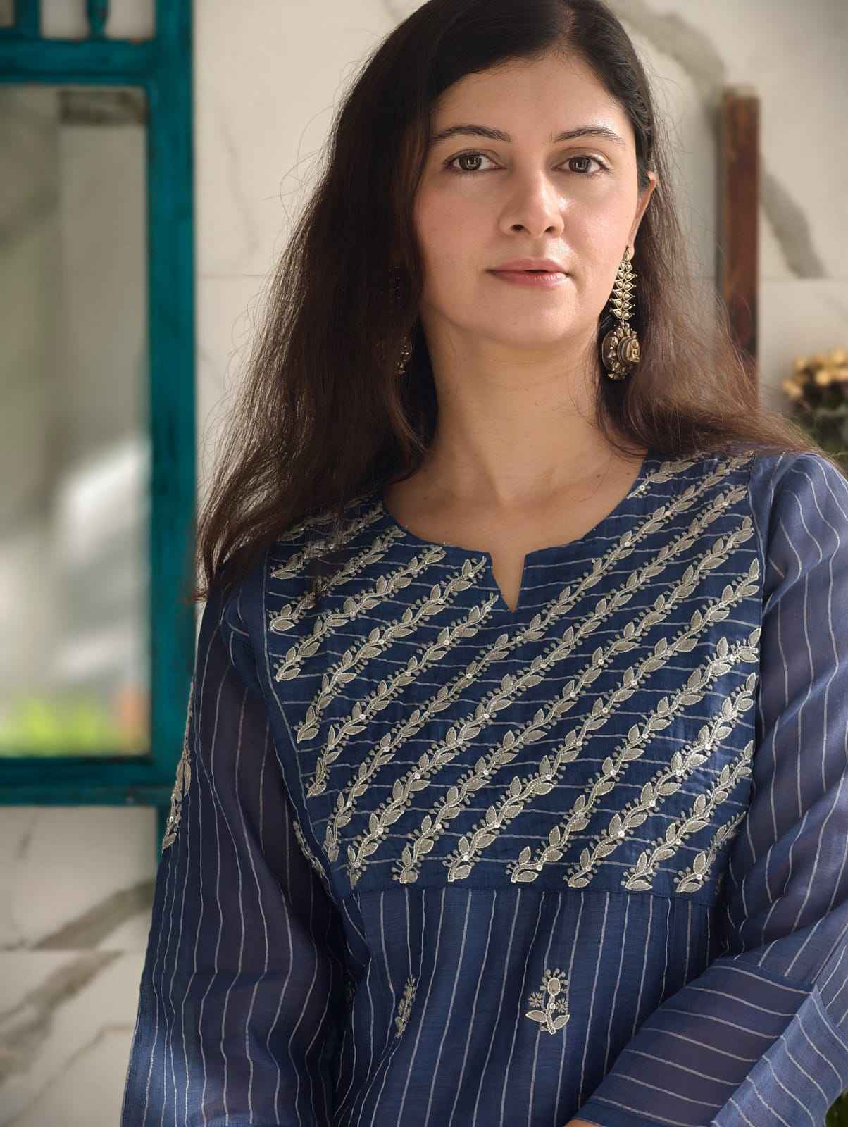 Sapphire Blue Chanderi cord set