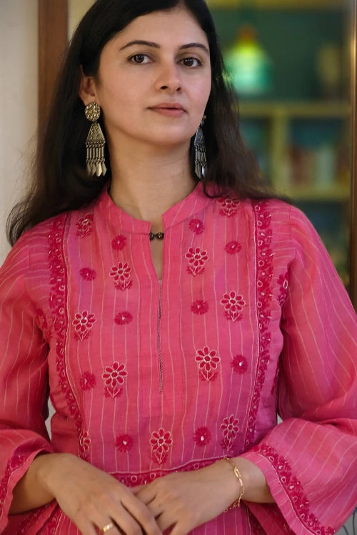 Ruby Pink chanderi Cord   set