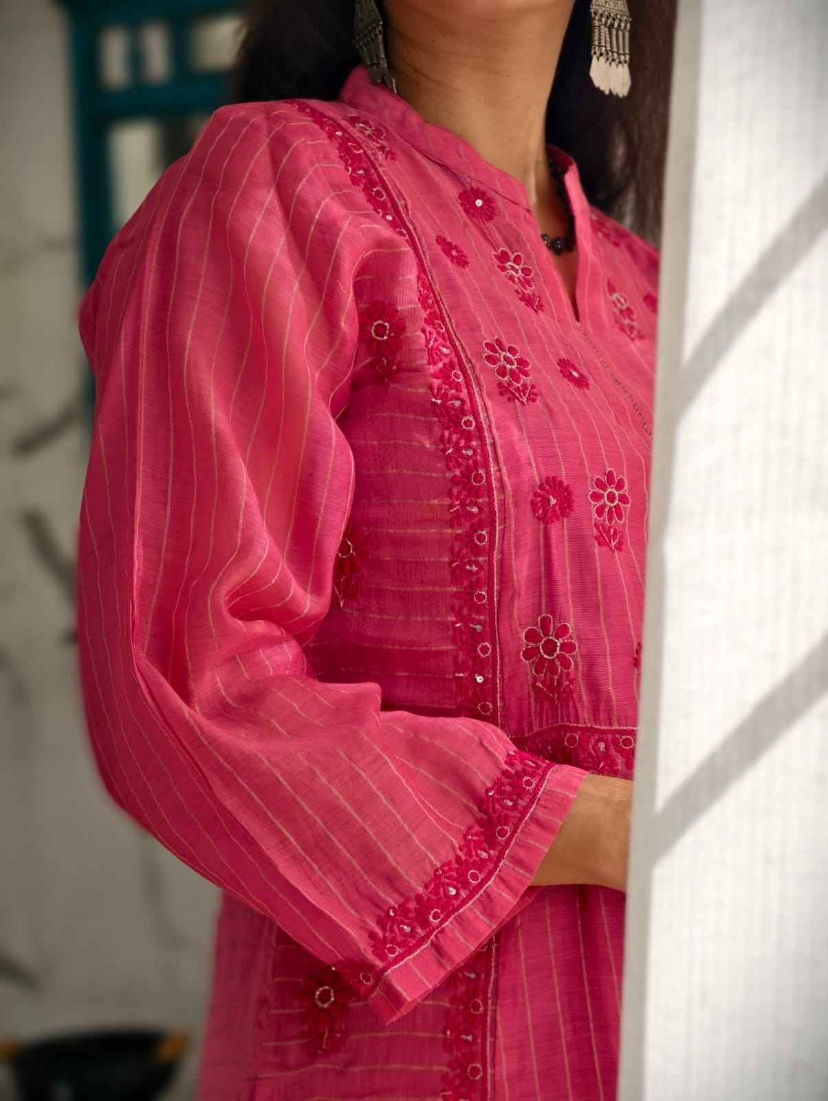 Ruby Pink chanderi Cord   set