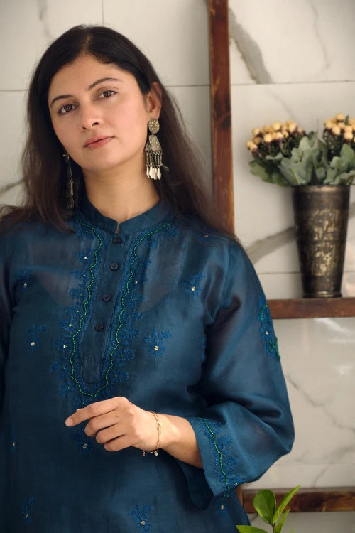 Teal Green chanderi Cord Set