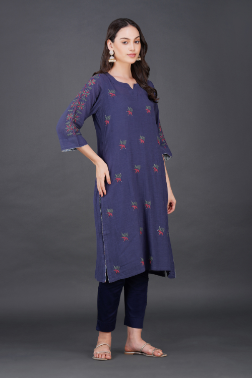P.H.A.E. - Phae Eliya Cotton Crinkle Kurta | Indian Chikankari