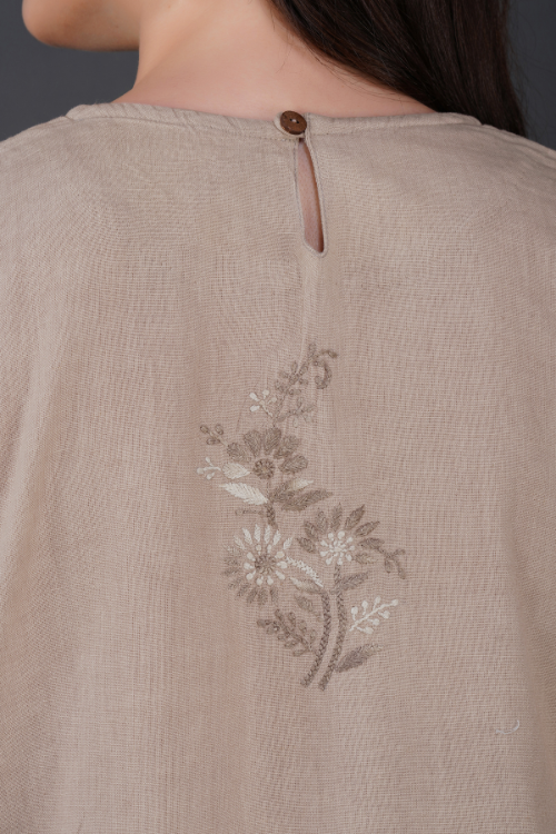 BEIGE COTTON LINEN DRESS