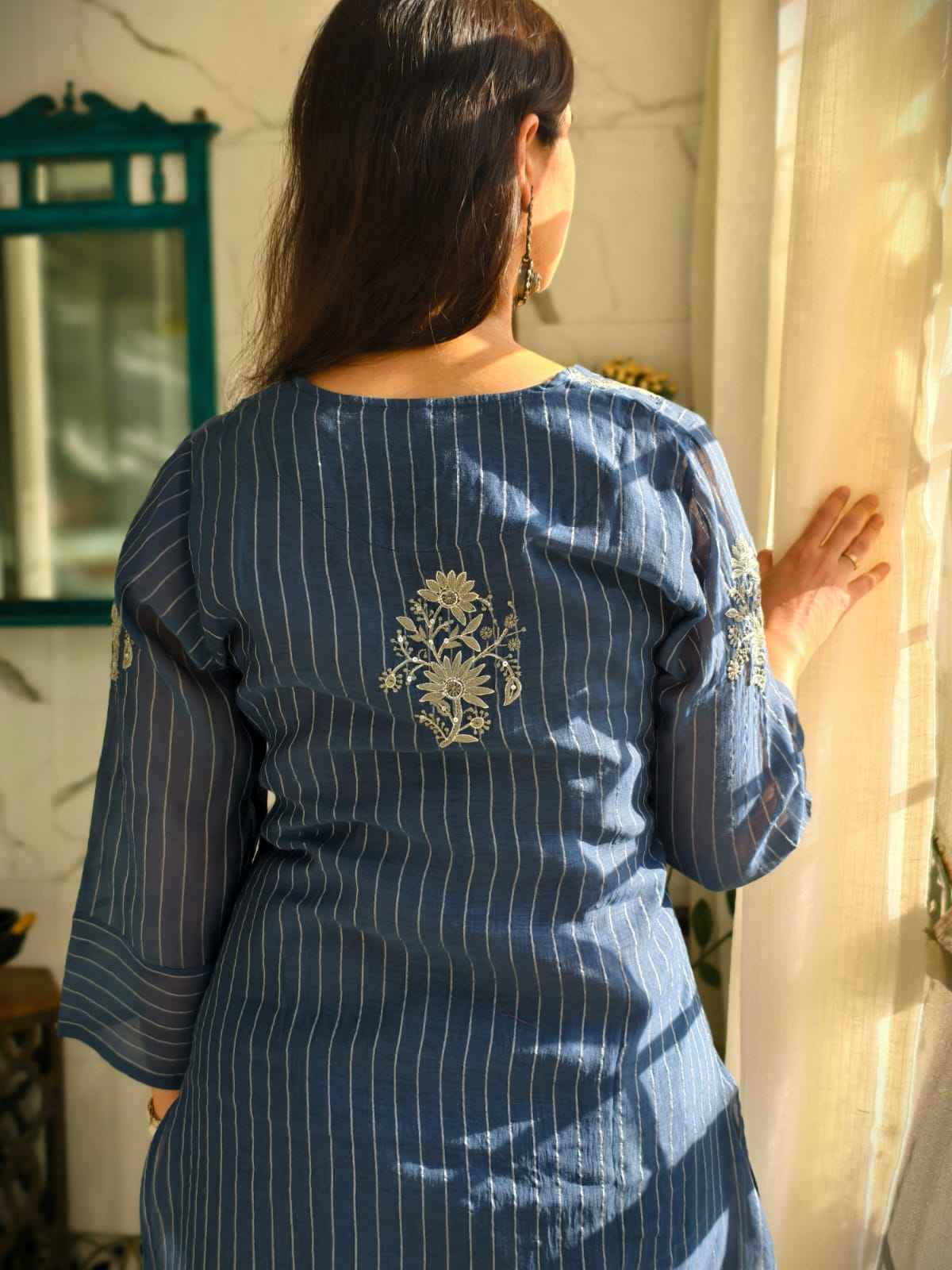 Sapphire Blue Chanderi cord set