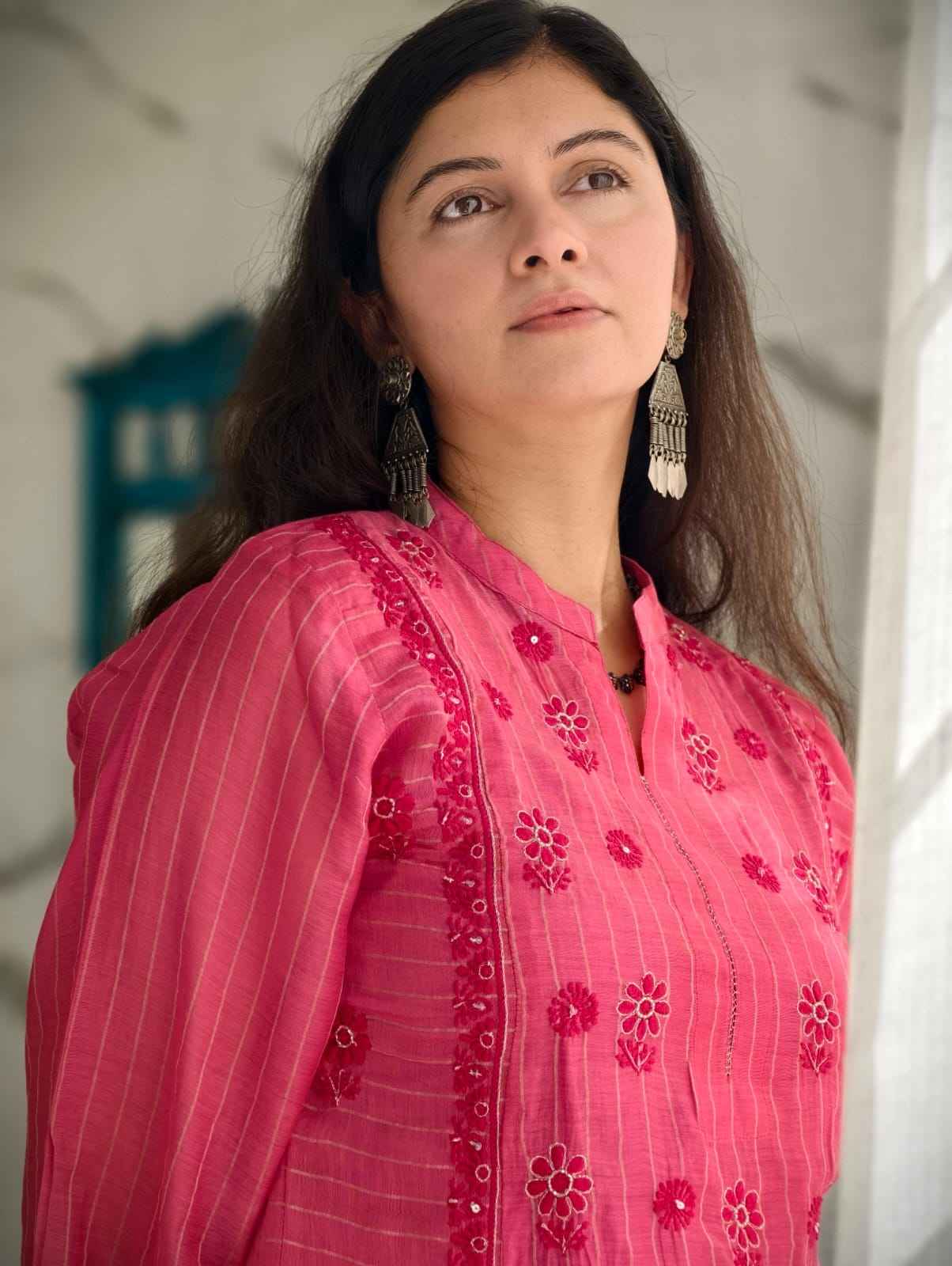 Ruby Pink chanderi Cord   set