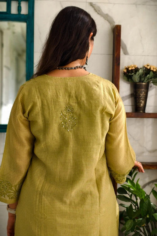 Gold Green Chanderi Co-Ord Set