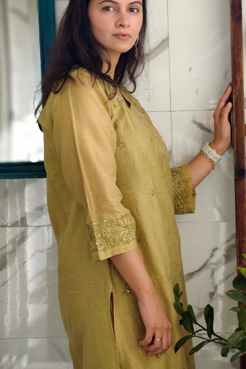 Gold Green Chanderi Co-Ord Set