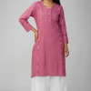 Phae Saara Hand Chikankari Embroidered Cotton Linen Kurta - Image 4