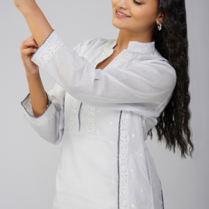 Phae Areesha Kurta in Cotton Crinkle with Hand Chikankari