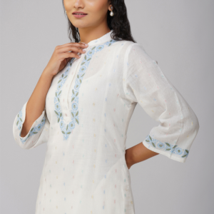 Phae Eesha Hand Embroidered Cotton Multi Jacquard Kurta