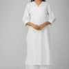 Phae Ira Hand Chikankari Embroidery With Mukaish Cotton Slub Kurta - Image 2