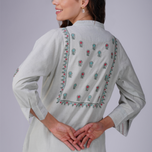 Phae Zara Cotton Linen V-Neck Kurta