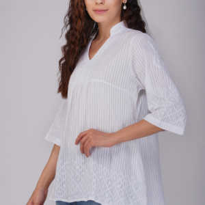 Phae Nadia Top In Cotton Fabric with Chikankari