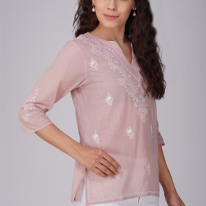 Phae Naila Kurti in Cotton Mulmul with Hand Chikankari
